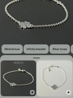 Pandora Retired Silver Clover Bracelet with Pave Crystals Lucky In Love.